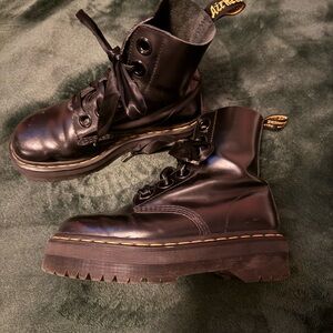 Dr. Martens Glossy Platform Black Combat Boots